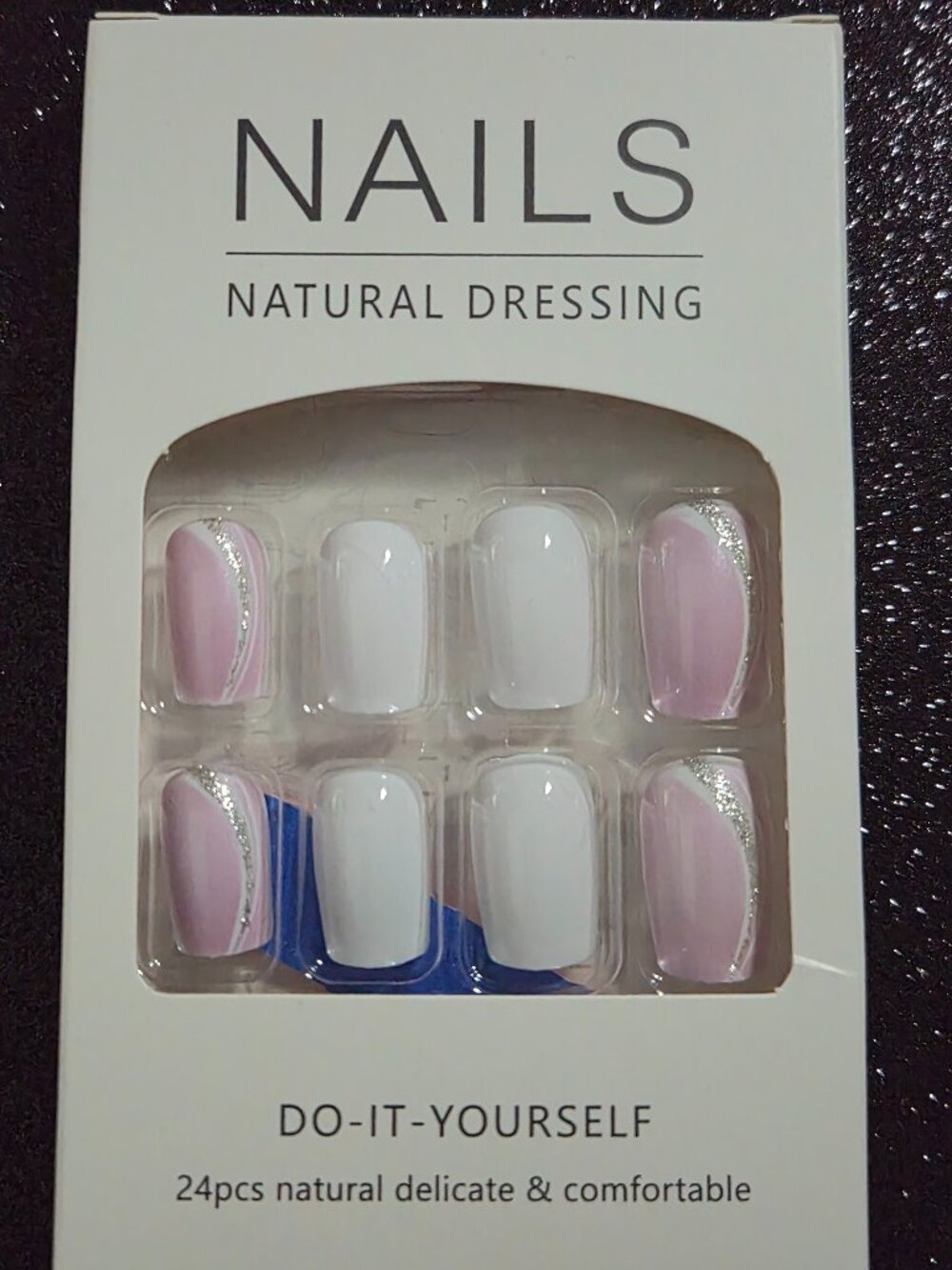 Short Square Shaped Pink & White Press On Nails (Set of 24)